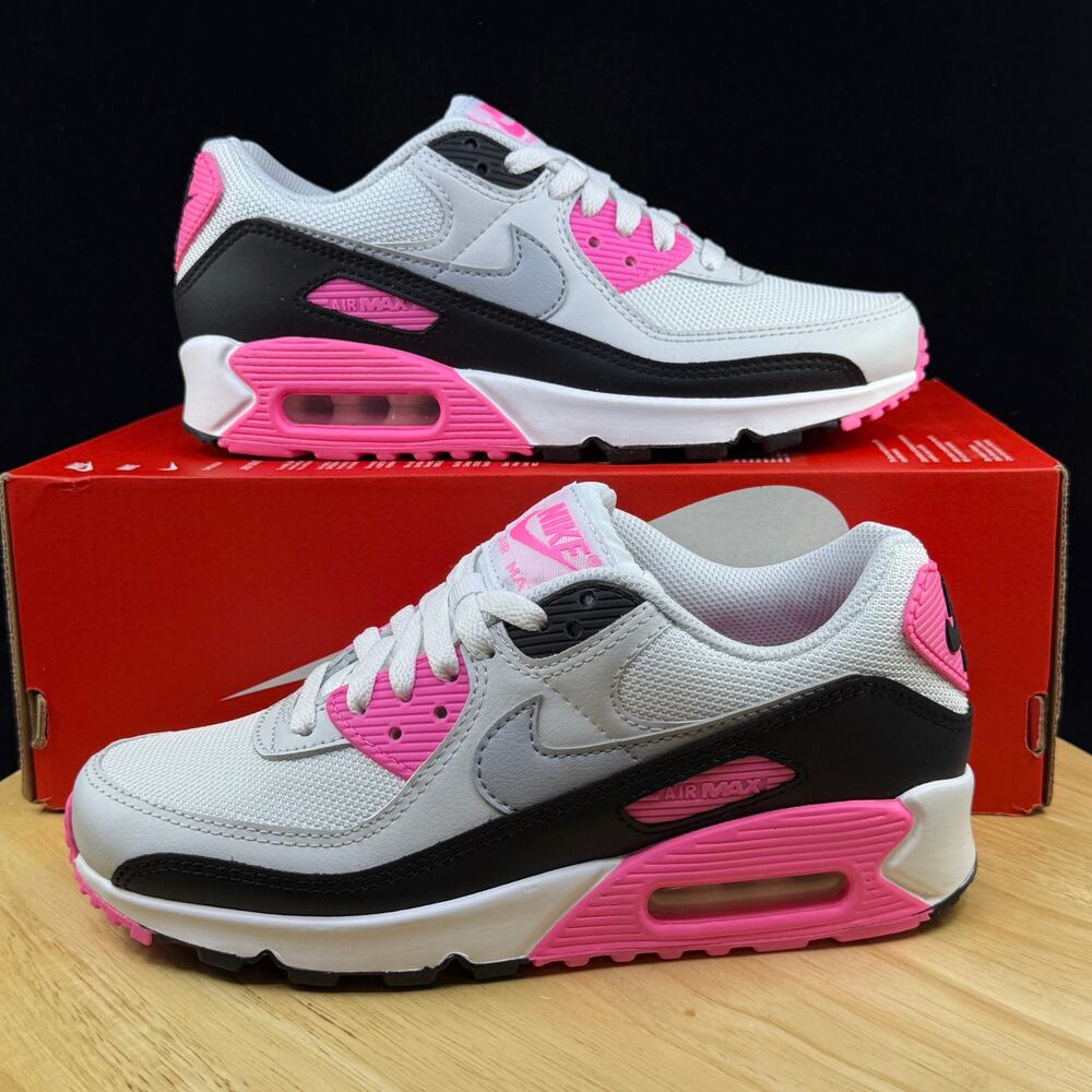 Women’s Nike Air Max 90 White Wolf Grey Pink Glow IM4613-100 Size 9